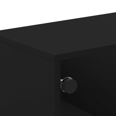 vidaXL Comodă TV cu uși din sticlă, negru, 102x37x50 cm