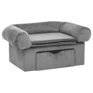 vidaXL Canapea pentru c&acirc;ini cu sertar, gri, 75x50x38 cm, pluș