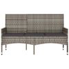 vidaXL Bancă de grădină cu 3 locuri, cu perne, gri, poliratan