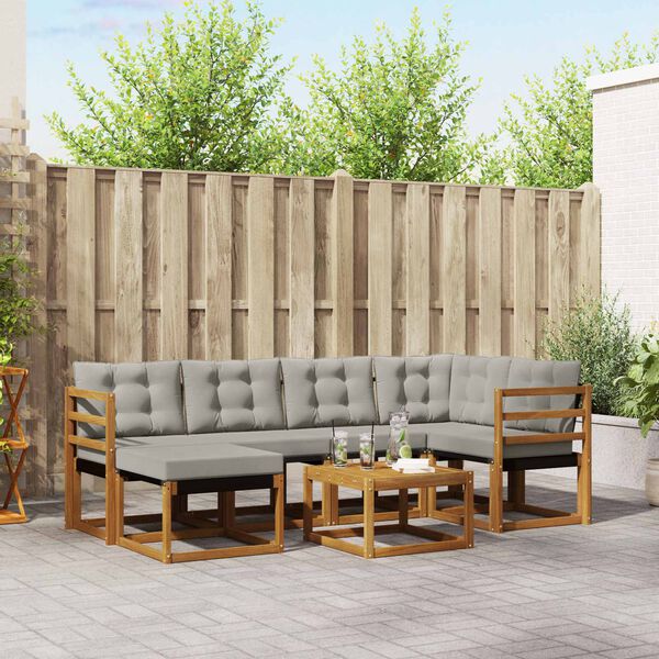 vidaXL Set de canapele de exterior 7 pcs Gri natural și deschis