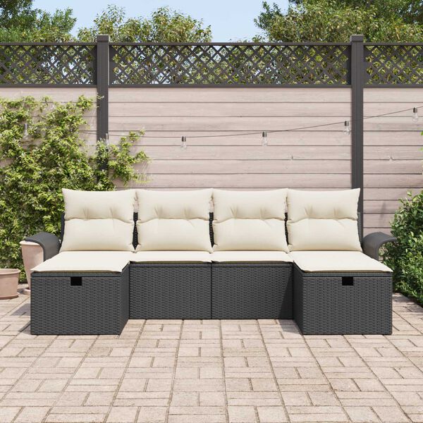 vidaXL Set de canapele pentru grădină cu pernă 6 pcs Rattan poli