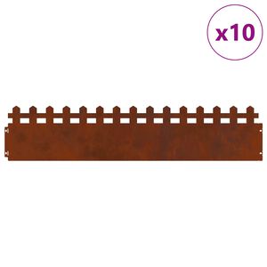 vidaXL Borduri pentru gazon 10 pcs Ruginit 103 x 0,05 x 22 cm