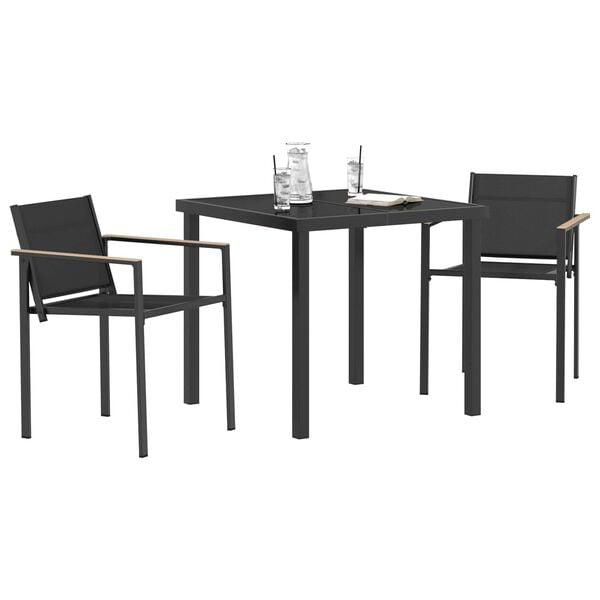 vidaXL Set de Mobilier pentru Exterior 3 pcs Negru și antracit