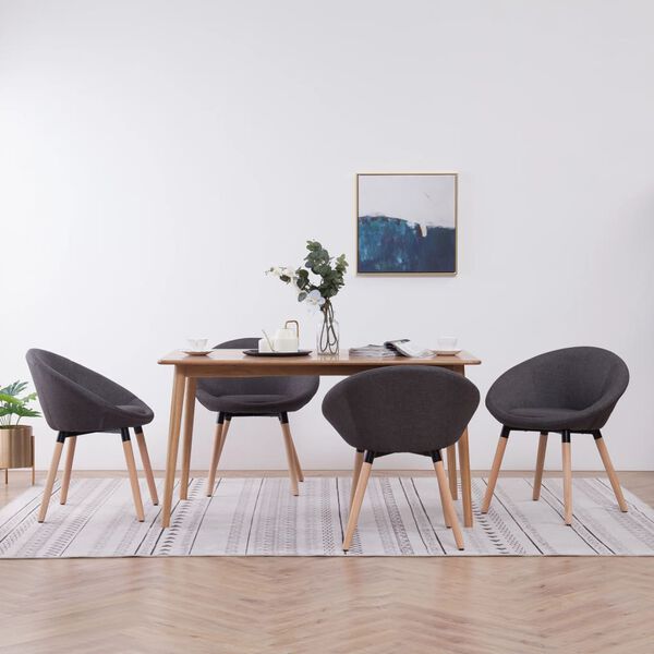 vidaXL Scaune de bucătărie pivotante, 4 buc., gri &icirc;nchis, textil