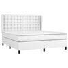 vidaXL Pat box spring cu saltea, alb, 160x200 cm, piele ecologică