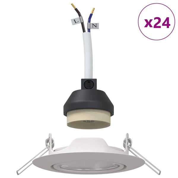 vidaXL Spotlights cu lumina reflectoarelor 24 pcs Alb 9 x 9 cm Metal