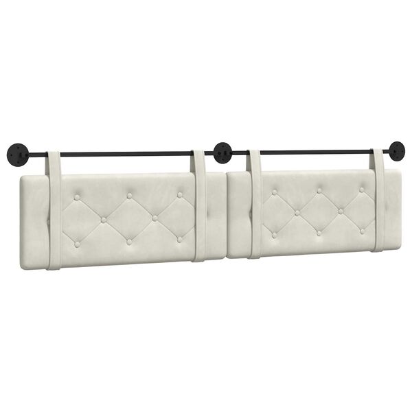 vidaXL Cap de pat suspendat Pe perete Crem 210 x 55 x 5 cm Catifea