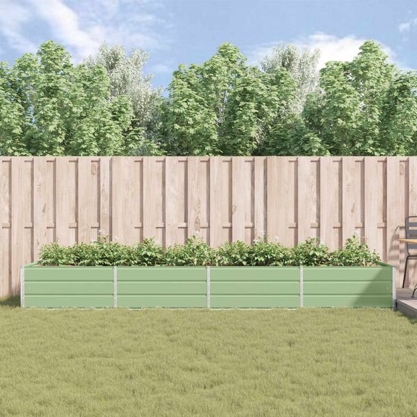 vidaXL Jardinieră Verde pastel 385 x 100 x 45 cm Oțel Galvanizat
