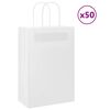 vidaXL Pungi de h&acirc;rtie 50 buc cu m&acirc;nere albe 21x11x31 cm