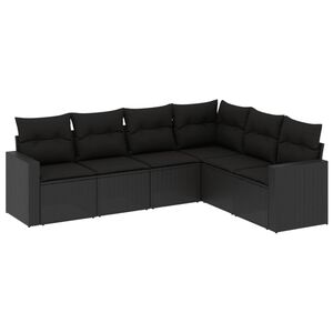 vidaXL Set mobilier de grădină cu perne, 6 piese, negru, poliratan