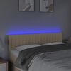 vidaXL Tăblie de pat cu LED, crem, 144x5x78/88 cm, textil