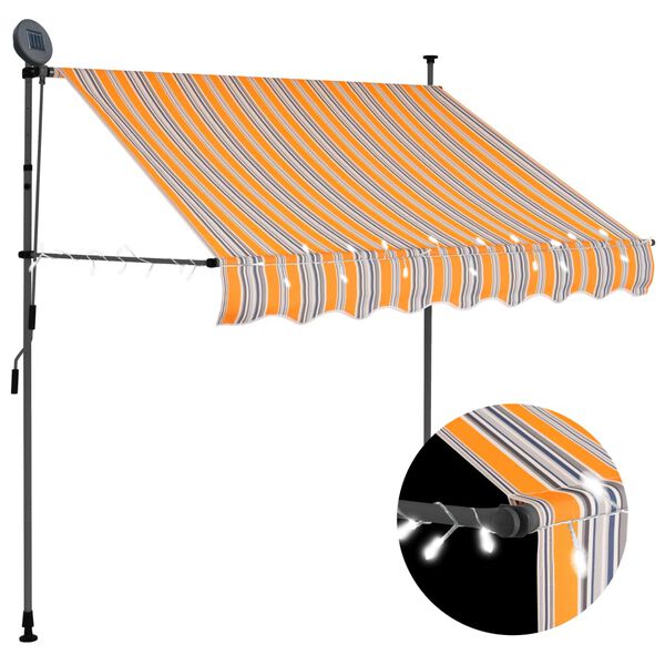 vidaXL Copertină retractabilă manual cu LED, galben & albastru, 200 cm