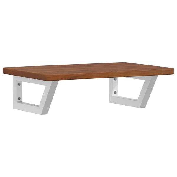 vidaXL Raft pentru lavoar montat pe perete, oțel și lemn masiv stejar