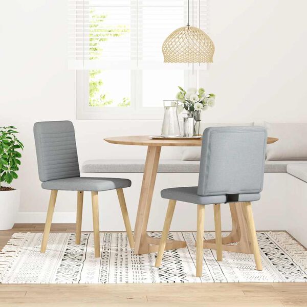 vidaXL Scaune de bucătărie, 2 buc., gri deschis, material textil