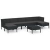 vidaXL Set mobilier de grădină cu perne, 8 piese, negru, poliratan