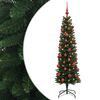 vidaXL Brad de Crăciun artificial &icirc;ngust cu globuri 120 cm 150 LED-uri