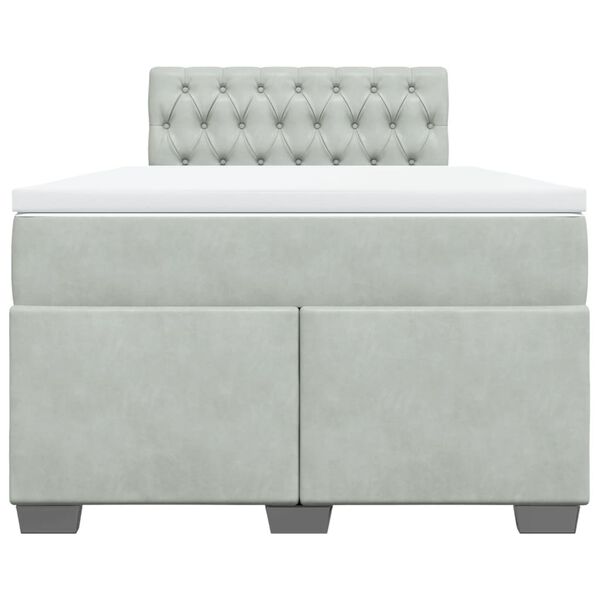vidaXL Pat continental cu saltea, gri deschis, 120x200 cm, catifea
