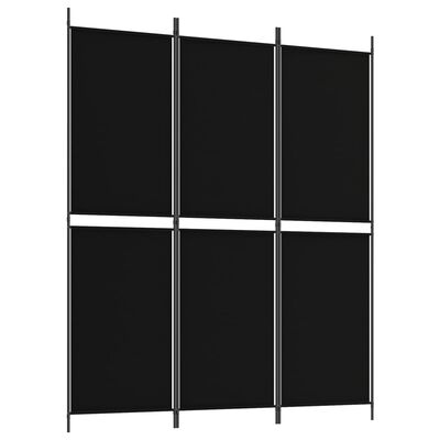 vidaXL Paravan de cameră cu 3 panouri, negru, 150 x 180 cm, textil