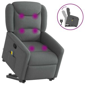 vidaXL Fotoliu de masaj rabatabil cu ridicare, gri &icirc;nchis, textil