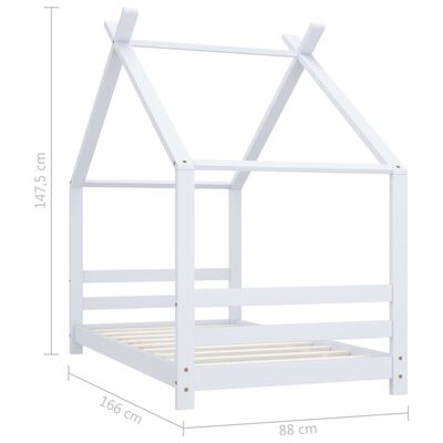 vidaXL Cadru pat de copii, alb, 80 x 160 cm, lemn masiv de pin