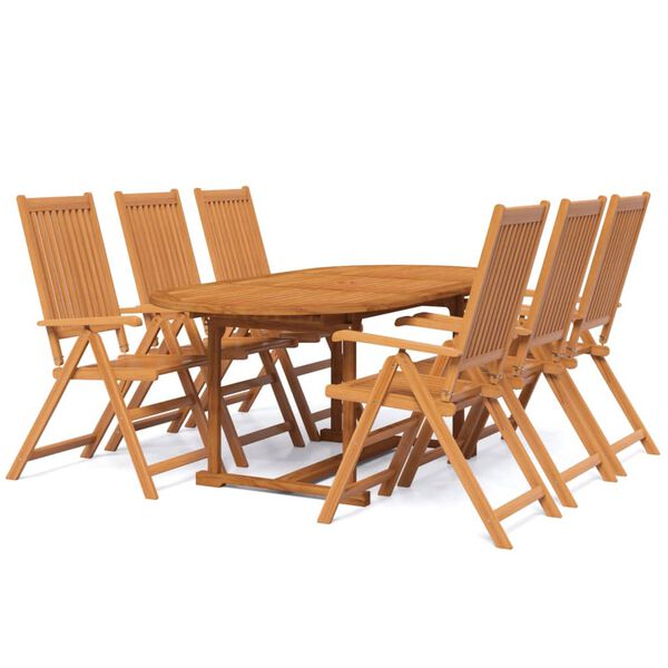 vidaXL Set mobilier de grădină, 7 piese, lemn masiv de acacia, 120-170 cm