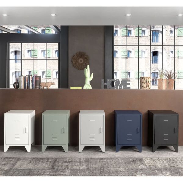 Vipack Noptieră "Bronxx" cu ușă, verde olive mat, metal