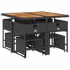 vidaXL Set mobilier de grădină cu perne, 9 piese, negru, poliratan