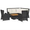 vidaXL Set mobilier de grădină cu perne, 6 piese, negru, poliratan