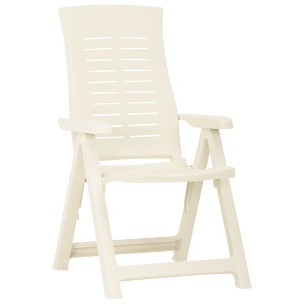 vidaXL Scaune de grădină rabatabile, 2 buc., alb, plastic