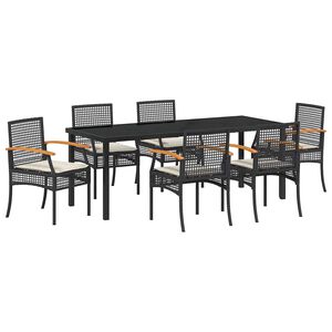 vidaXL Set de masă pentru grădină 7 buc. Negru Ratan