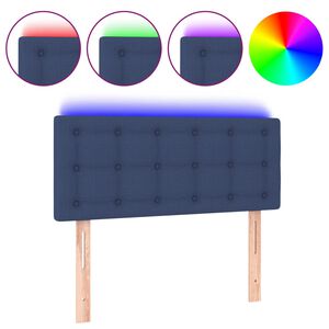 vidaXL Tăblie de pat cu LED, albastru, 80x5x78/88 cm, textil