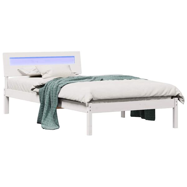 vidaXL Cadru de pat cu headboard Alb 80 x 200 cm Lemn de pin masiv