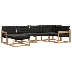 vidaXL Set de canapele de exterior cu pernă 6 pcs Alb și negru