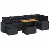 vidaXL Set mobilier de grădină cu perne, 8 piese, negru, poliratan
