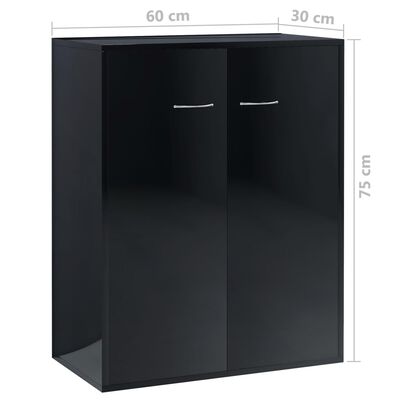 vidaXL Servantă, negru extralucios, 60x30x75 cm, PAL