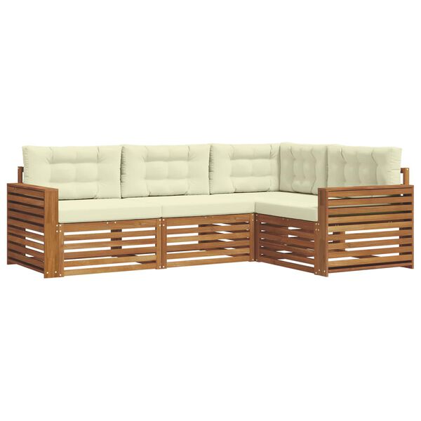 vidaXL Set de canapele de exterior cu pernă 4 pcs Natural și Crem