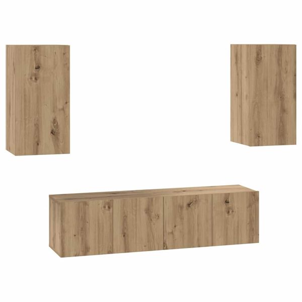 vidaXL Set comodă TV Pe perete 4 pcs stejar artizanal 60 x 30 x 30 cm