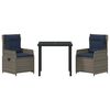vidaXL Set de masă pentru grădină 3 pcs Gri Rattan poli
