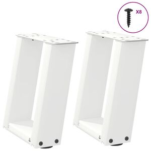 vidaXL Picioare pentru măsuță de cafea &icirc;n formă de U, 2 buc., alb, 30x(30-31) cm, oțel