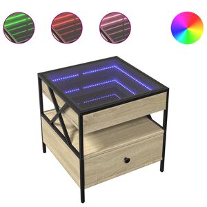 vidaXL Măsuță de cafea cu LED infinity, stejar sonoma, 50x50x51 cm
