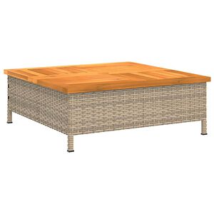vidaXL Masă de grădină, bej, 70x70x25 cm, poliratan și lemn acacia