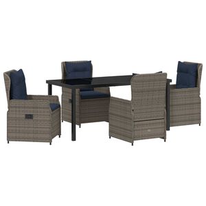 vidaXL Set de masă pentru grădină 5 pcs Gri Rattan poli