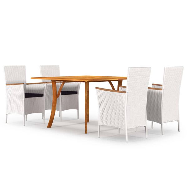 vidaXL Set de masă pentru grădină, 5 piese, alb