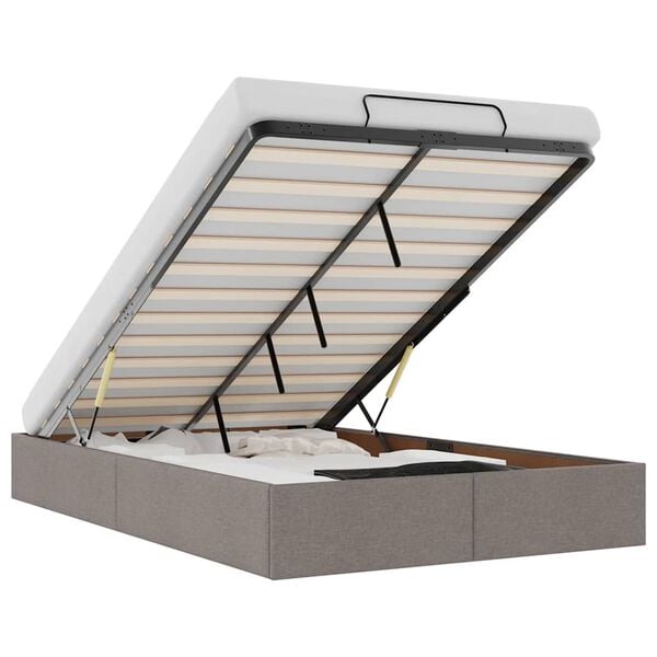 vidaXL Cadru de pat otoman fără saltea Taupe 120x190 cm țesătură