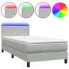 vidaXL Pat cu arcuri cu saltea și LED, gri deschis, 100x220 cm, catifea