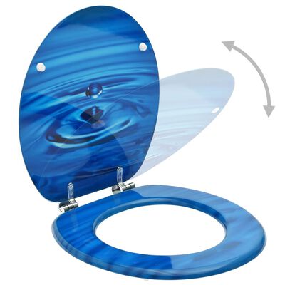vidaXL Scaune WC cu capac, 2 buc., albastru, MDF, model strop de apă