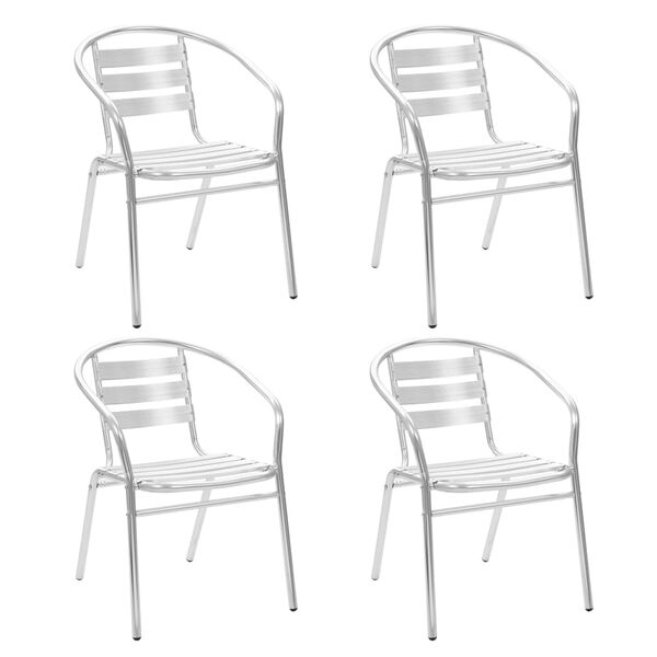 vidaXL Set mobilier de exterior, 5 piese, argintiu, aluminiu