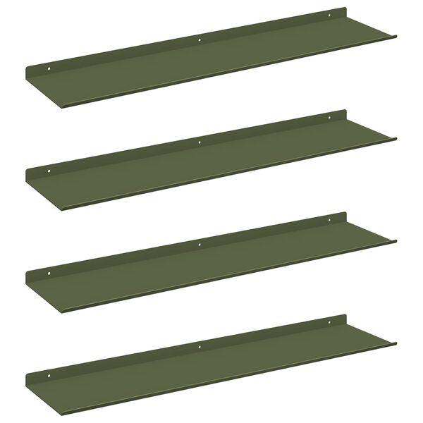 vidaXL Raft suspendat 4 pcs Verde măsliniu 80 x 18 x 2,5 cm Oțel