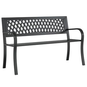 vidaXL Bancă de grădină din oțel, negru, 120 cm