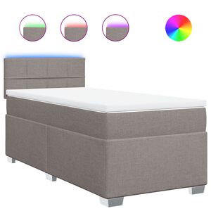 vidaXL Pat box spring cu saltea, gri taupe, 80x200 cm, textil